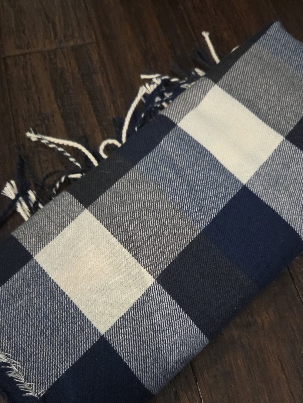 Lush Black and White Plaid Fringe Scarf - Picture 4 of 4